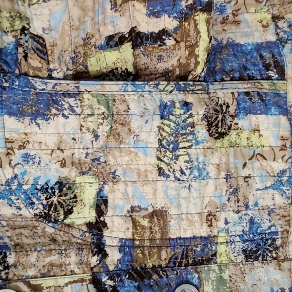 Reversible quilted blue cotton button front jacket - Picture 3 of 6